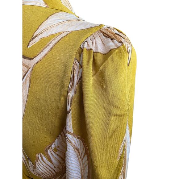 BANANA REPUBLIC Yellow Floral Wrap Blouse - Picture 6 of 6